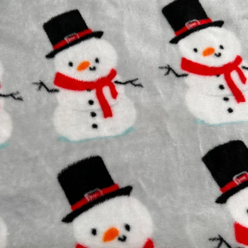 Happy Holidays Crest‎ Mills Snowman Throw Blanket Polyester Black Fringe 66x47